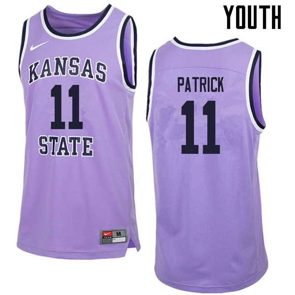 Youth #11 Brian Patrick Kansas State Wildcats College Retro Basketball Jerseys Sale-Purple